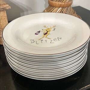 Pottery Barn Reindeer Plates 8 pc Set EXCEPT Rudolph. Rudolph platter Available